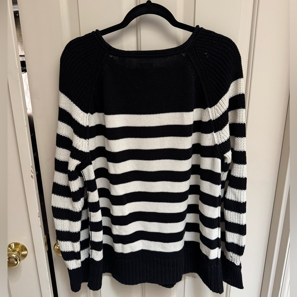 Aerie Oversized Bistro Sweater Black & White Stripe - Picture 6 of 6